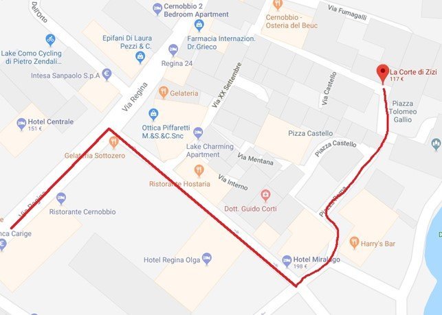 Mappa per raggiungere La Corte di Zizi